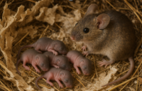 peļu mamma ar pelēniem alā